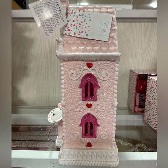 Valentine Gingerbread Pink & White Heart Glitter House LED Light up NWT - Picture 5 of 6